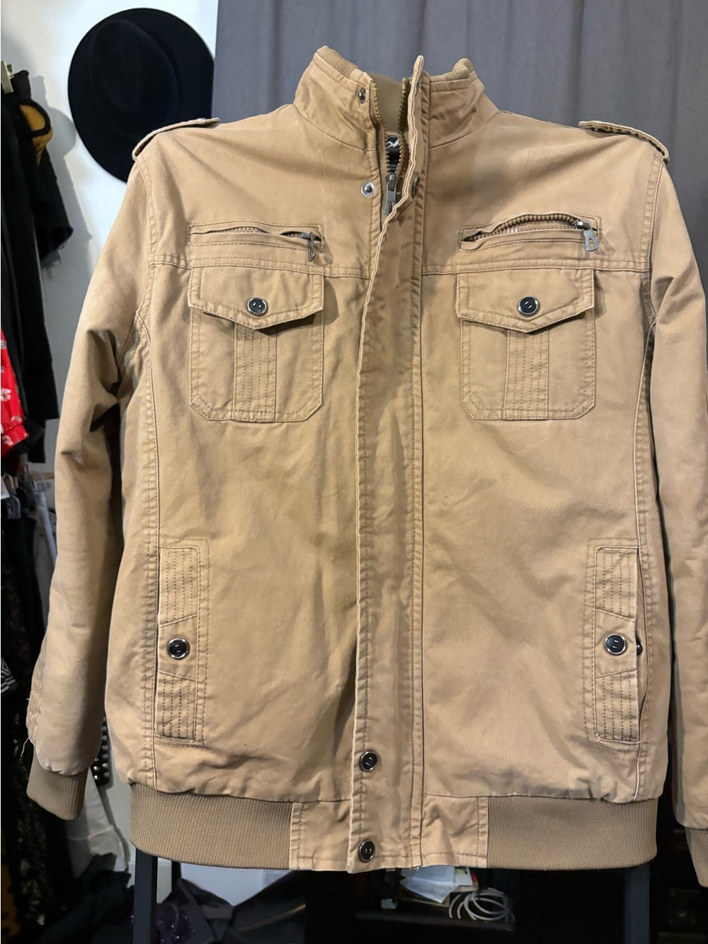 Men's Tan Military-Style Field Jacket